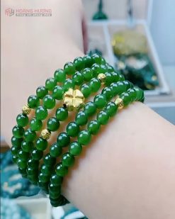 Chuỗi Vòng Ngọc Bích Quấn 5 6Li mix Cỏ 4 Lá