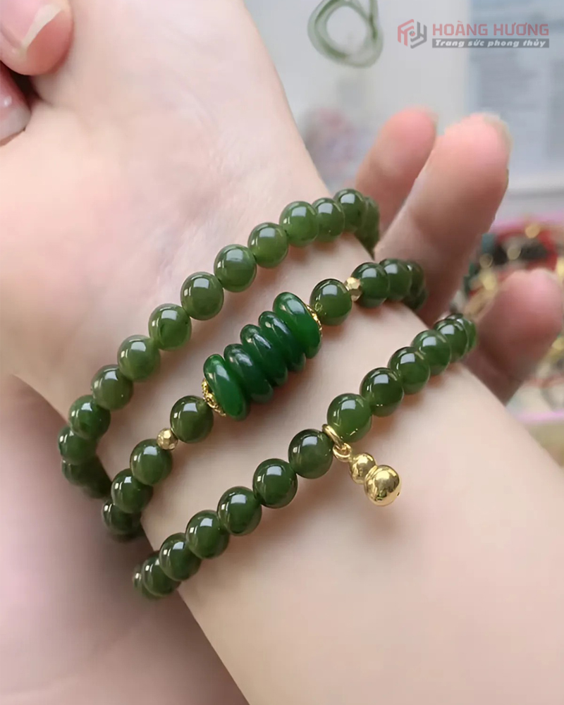 Vòng Tay Ngọc Bích 6li mix Đồng Điếu