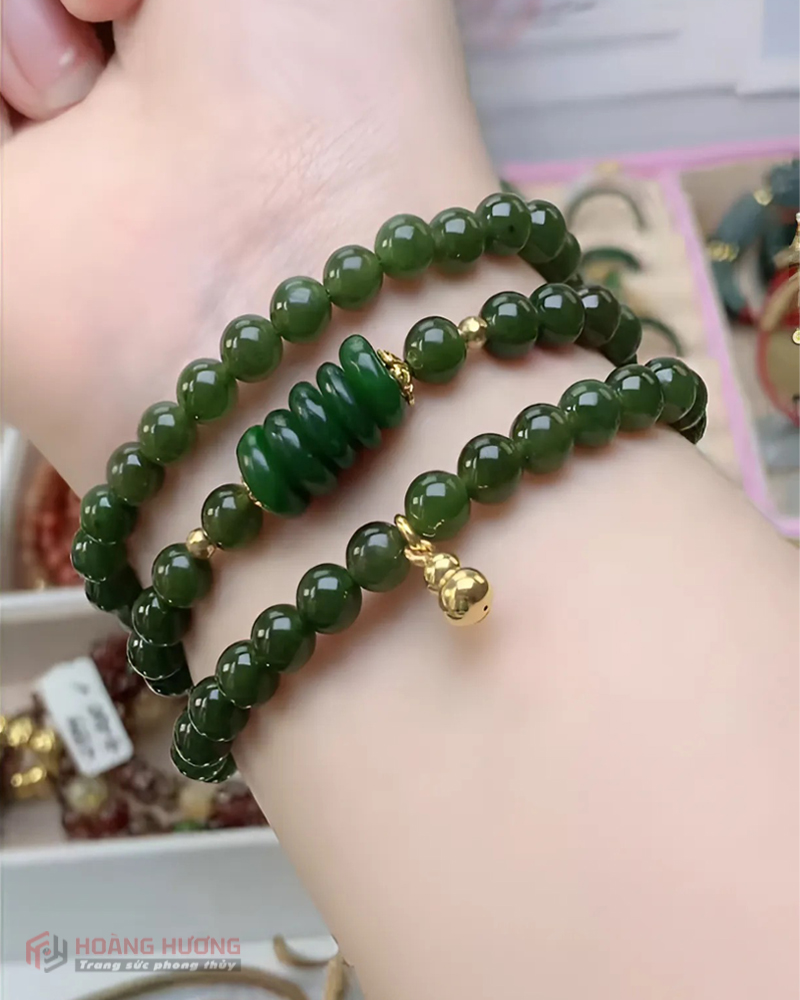 Vòng Tay Ngọc Bích 6li mix Đồng Điếu