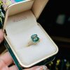Nhẫn Túi Tiền Lam Ngọc Jade A bọc Vàng 10K