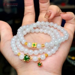 Vòng Tay Phỉ Thuý Trắng