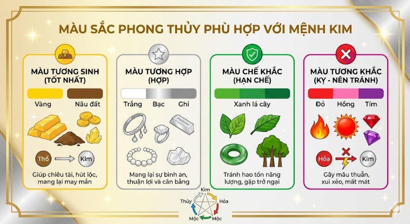 Màu sắc phong thủy phù hợp với mệnh Kim